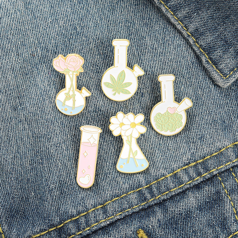 Cartoon Bottle Plant Series Metal Pin Badge for Clothes Backpack Hat