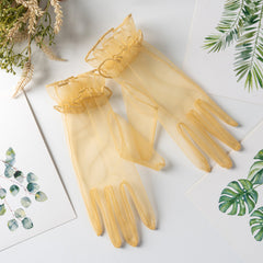 Ruffles Lace Gloves Solid Women Decorative Dress Gloves Bridal Wedding Gloves