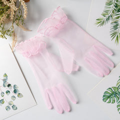 Ruffles Lace Gloves Solid Women Decorative Dress Gloves Bridal Wedding Gloves