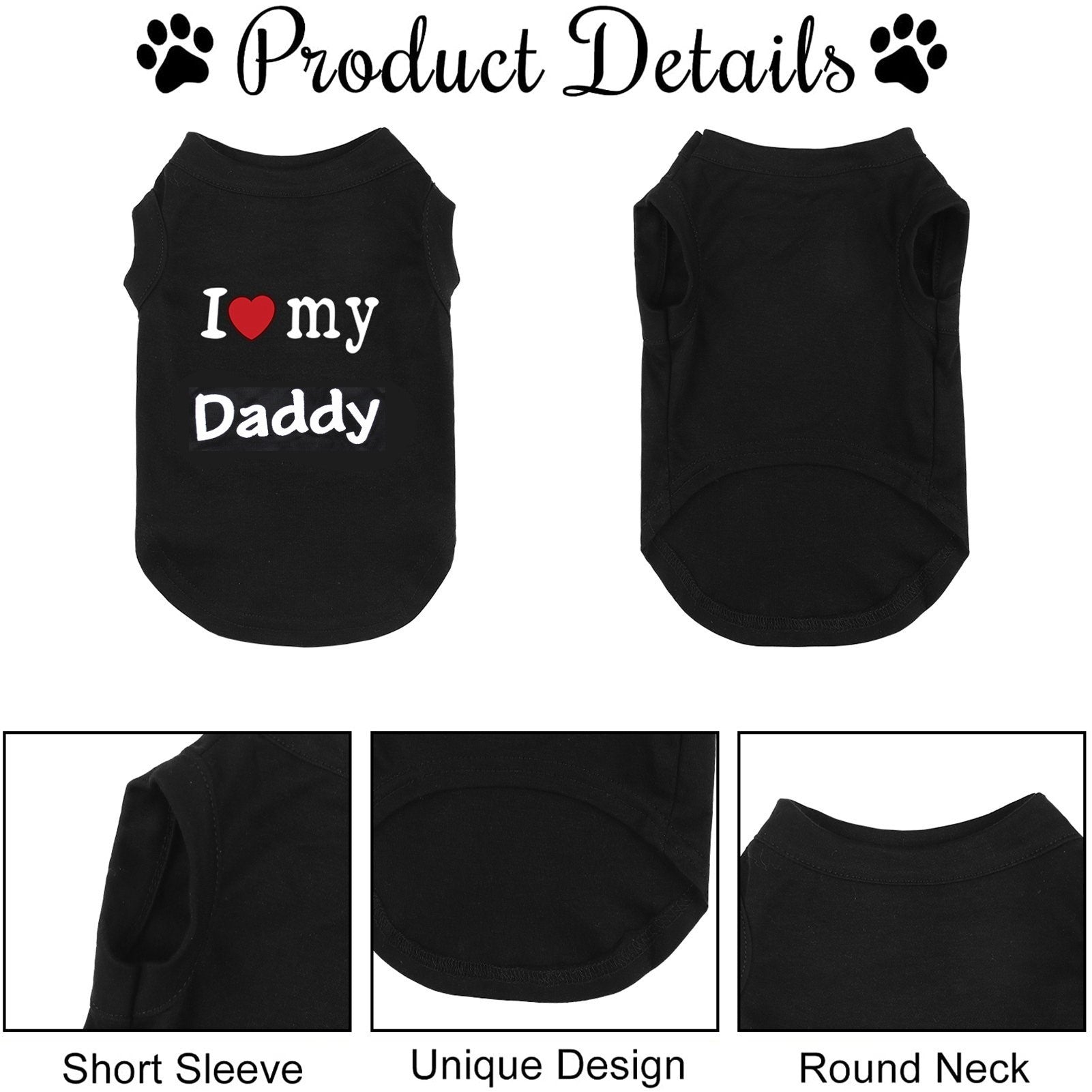 Daddy Love Small Dogs Vest Shirt Cotton Pet Apparel
