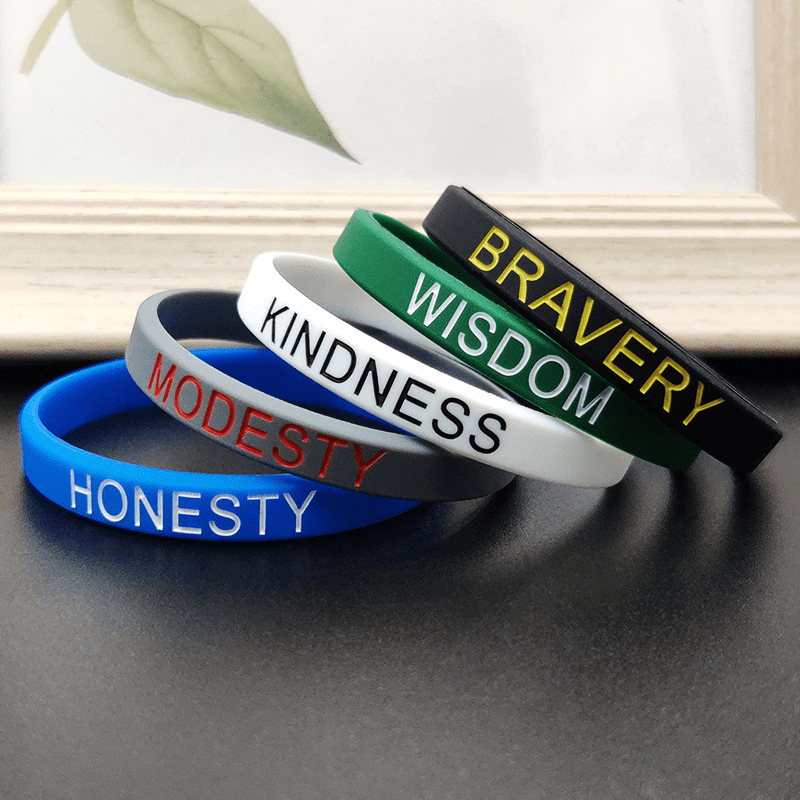 1pc Positive Words Silicone Wristbands With Text Message Solid Rubber Bracelets