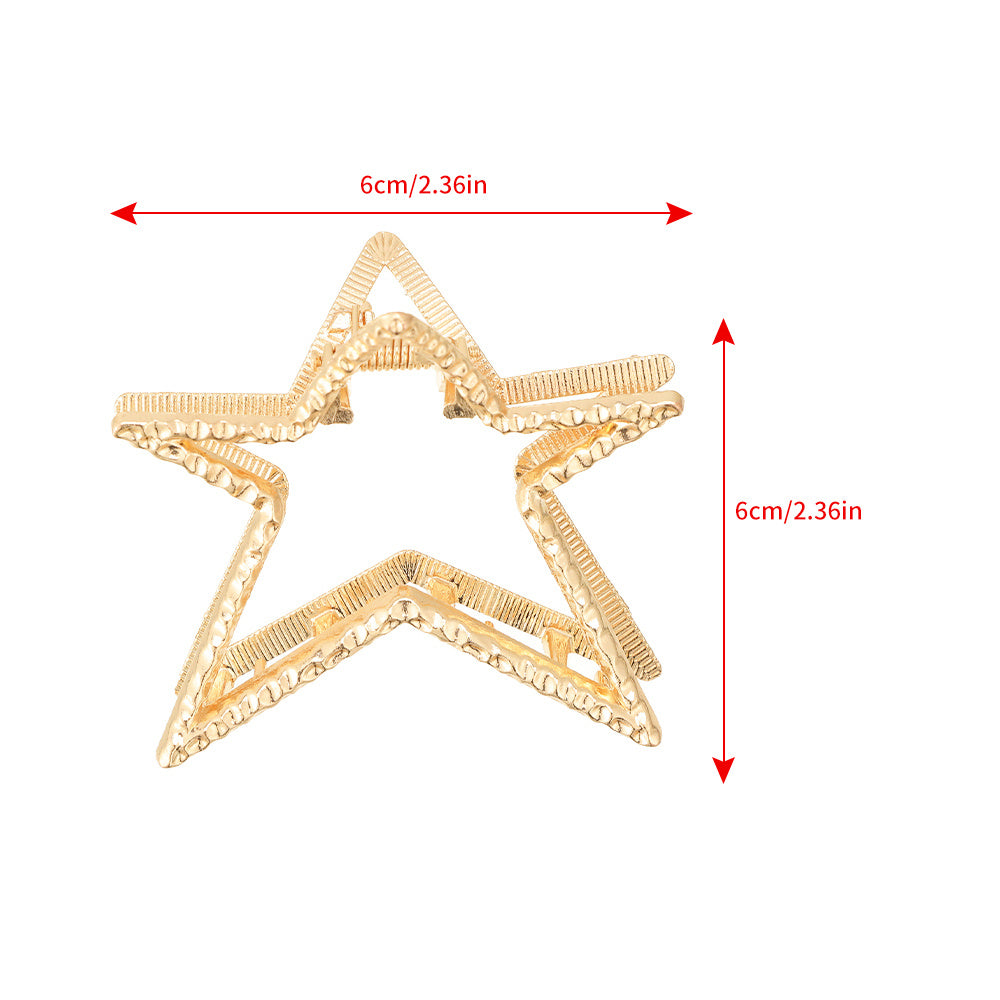 Golden Silver Star Hair Claw Pentagram Shark Claw Hair Accessories