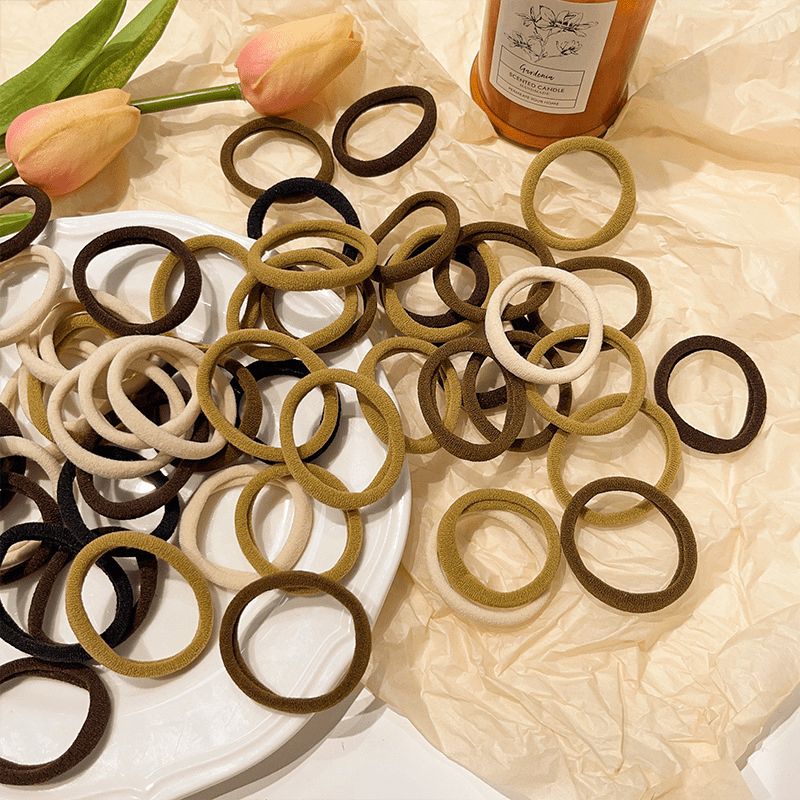 Milk Tea Elastic Hair Rings Ponytail Bands for Easy Styling