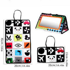 Baby Fun Mirror Car Hanging Foldable Vision Training Pattern Rectangular Mirror