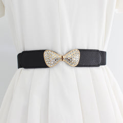 Wide Elastic Waist Belt Floral Buckle Women Vintage Dress Sweater Coat
