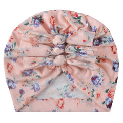 Kids Spring Autumn Hat Soft Knitted Folded Bow Print Baby Baby Hat