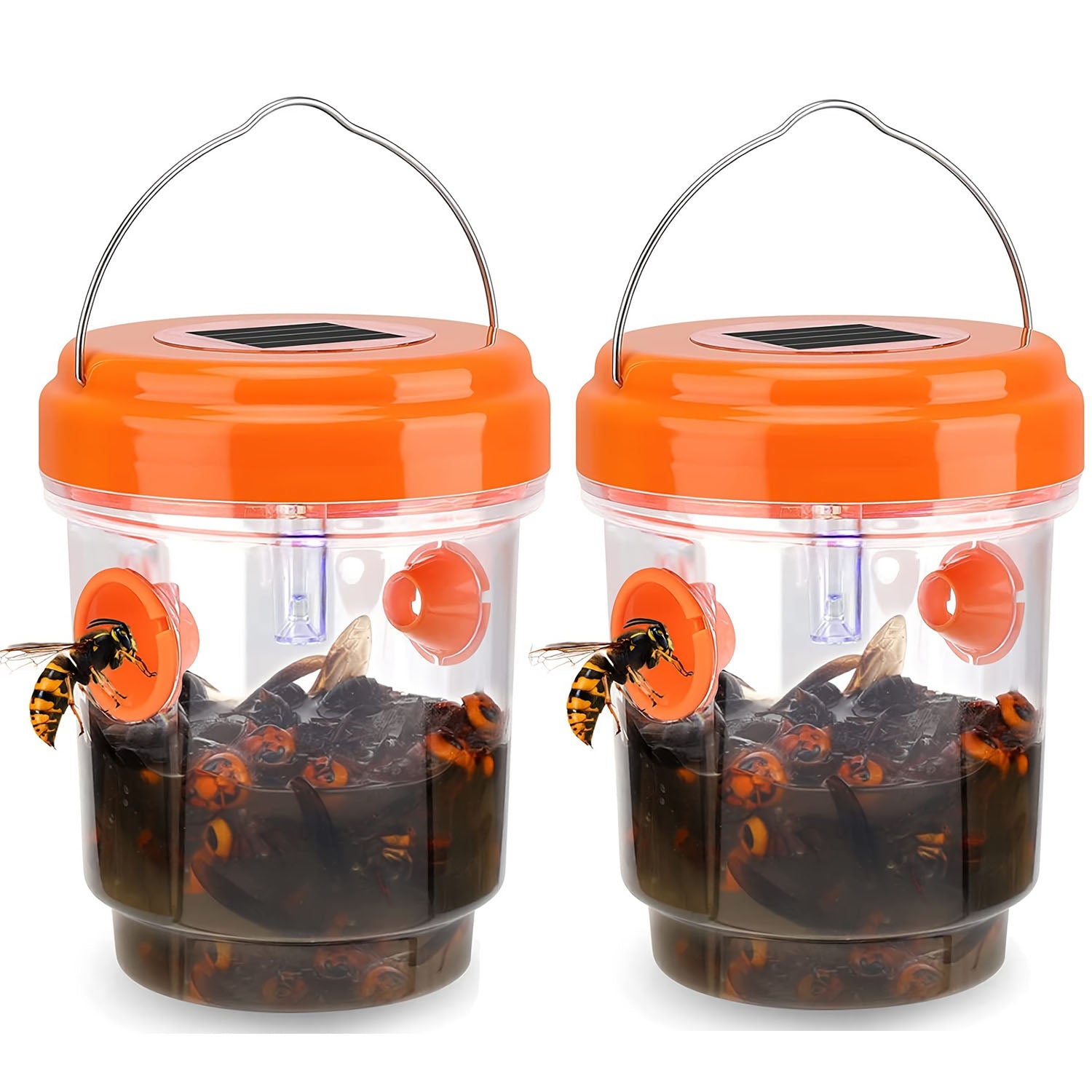2pcs Solar Powered Bee Trap Non Toxic Waterproof LED Light Attract Wasps Bugs