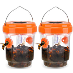2pcs Solar Powered Bee Trap Non Toxic Waterproof LED Light Attract Wasps Bugs