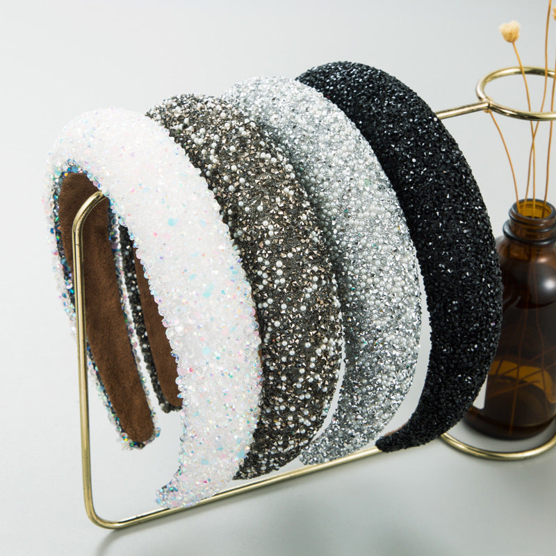 Rhinestone Faux Pearl Headband Sponge Padded Headdress