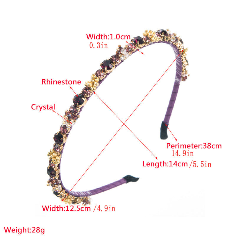 Baroque Crystal Rhinestone Decor Headband Glitter Head Hoop For Women