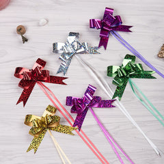 10pcs Metal Pull Flower Christmas Gift Packaging Bows Flower Ribbon Bow