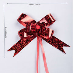 10pcs Metal Pull Flower Christmas Gift Packaging Bows Flower Ribbon Bow