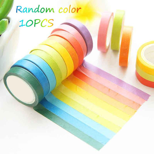 10pcs Rainbow Washi Tape Set in Macaron Colors for DIY Decoration