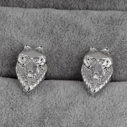 Vintage Wolf Head Cufflinks, French Shirt Sleeve Nails