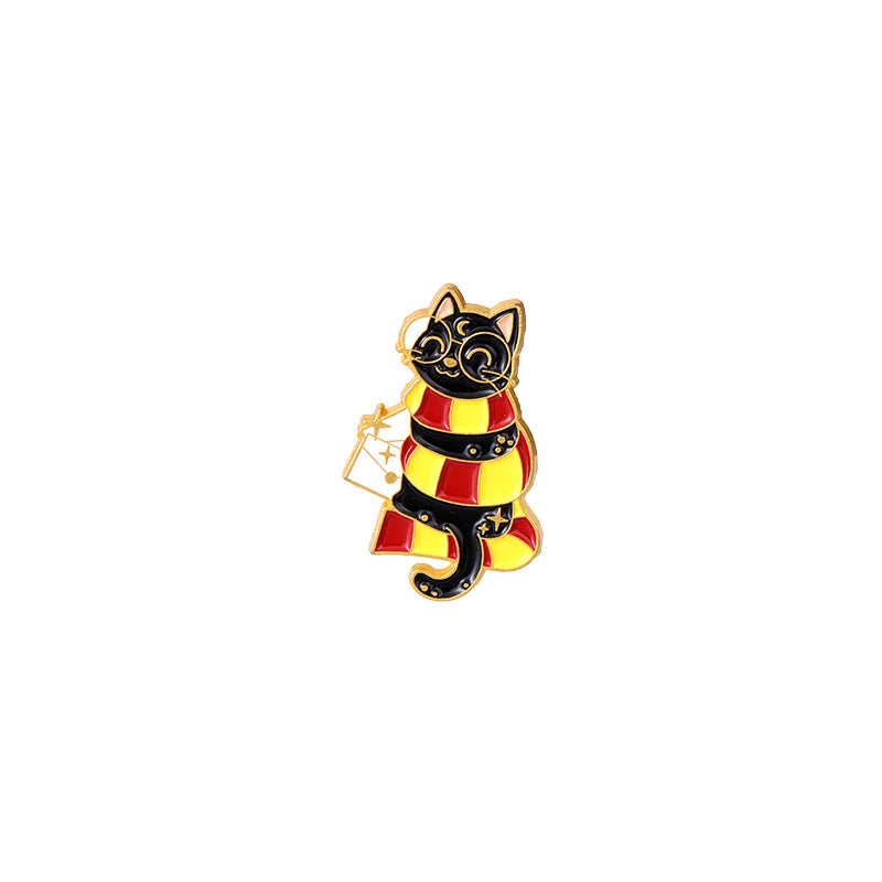 Dark Starry Sky Cat Brooch For Men