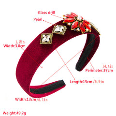 Rhinestone Flower Headband Wide Brim Head Hoop Headdress