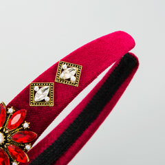 Rhinestone Flower Headband Wide Brim Head Hoop Headdress