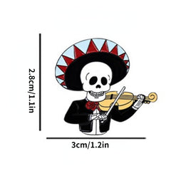 Skull Instrument Brooch for Men