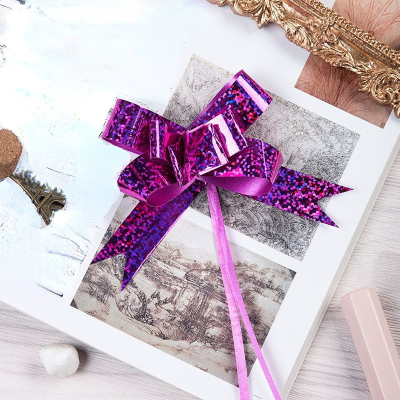 10pcs Metal Pull Flower Christmas Gift Packaging Bows Flower Ribbon Bow