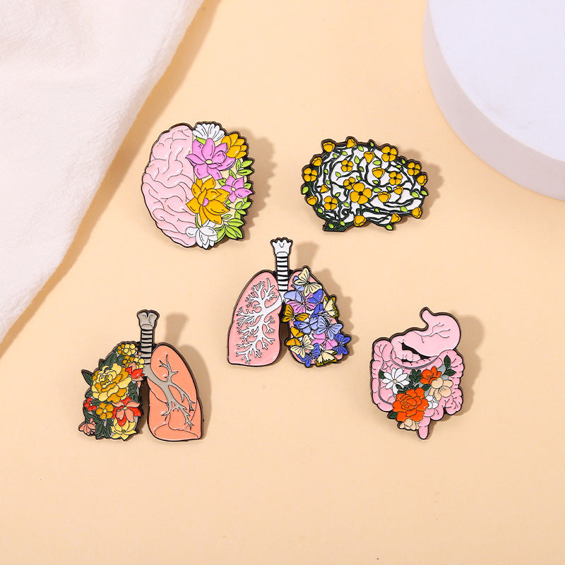 Human Organ Flower Brooch For Men
