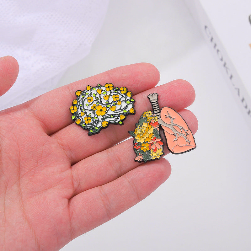 Human Organ Flower Brooch For Men