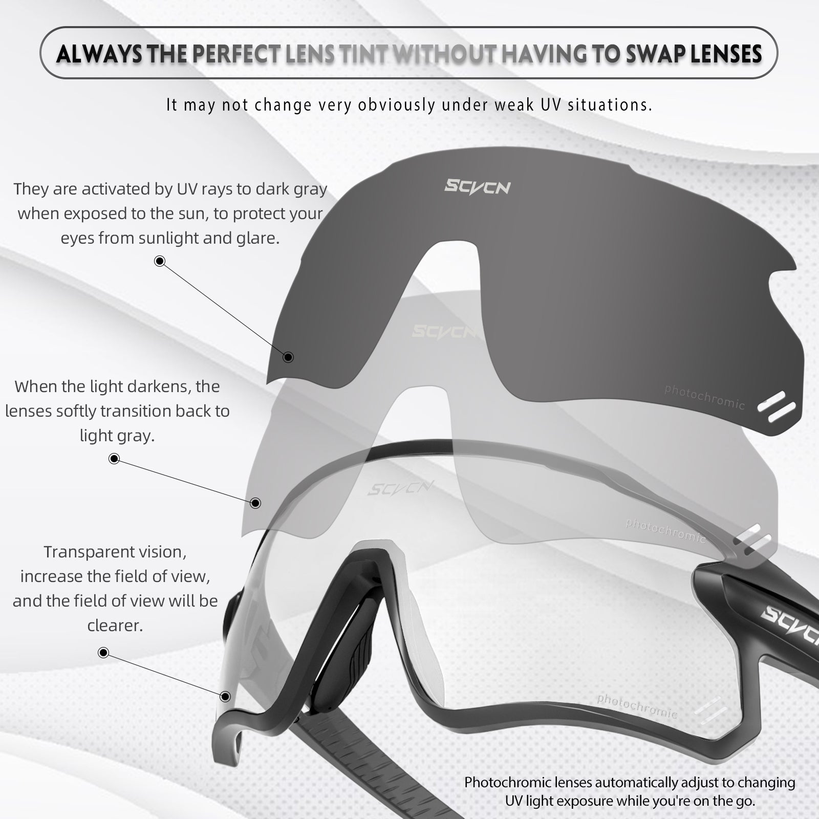 SCVCN Men's Cycling Sunglasses UV400 Sports Goggles