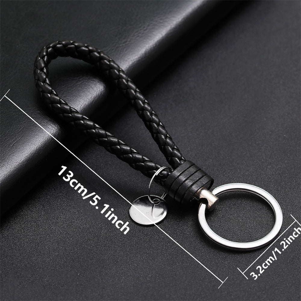 1PC PU Leather Braided Woven Rope Keychain DIY Bag Keyring Pendant