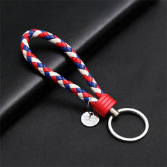 1PC PU Leather Braided Woven Rope Keychain DIY Bag Keyring Pendant