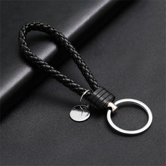 1PC PU Leather Braided Woven Rope Keychain DIY Bag Keyring Pendant