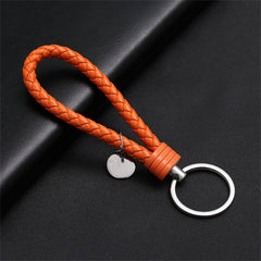 1PC PU Leather Braided Woven Rope Keychain DIY Bag Keyring Pendant