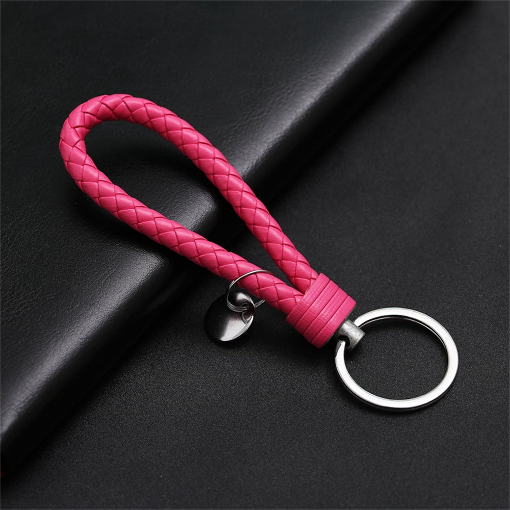 1PC PU Leather Braided Woven Rope Keychain DIY Bag Keyring Pendant