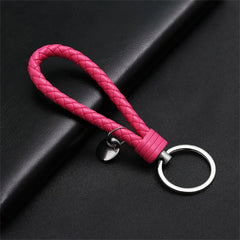 1PC PU Leather Braided Woven Rope Keychain DIY Bag Keyring Pendant
