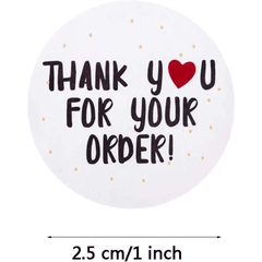 500 Thank You For Your Order Stickers 2.54cm Business Round Adhesive Sticker