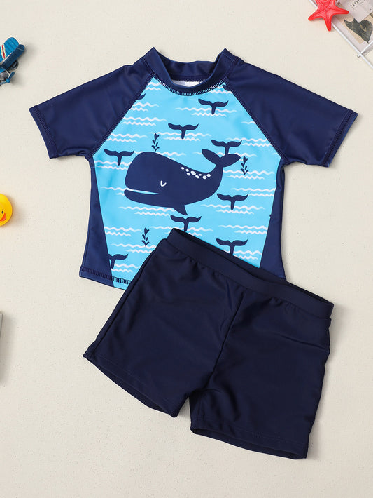 Boys Whale Swim Trunks & Tops Set for Beach Vacation