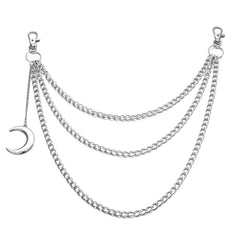 Moon Pendant Chain Punk Keychain for Men Women