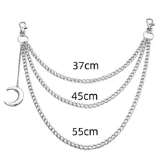 Moon Pendant Chain Punk Keychain for Men Women
