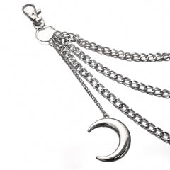 Moon Pendant Chain Punk Keychain for Men Women