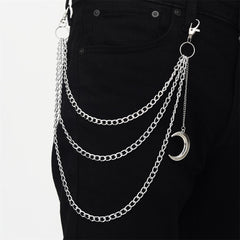 Moon Pendant Chain Punk Keychain for Men Women