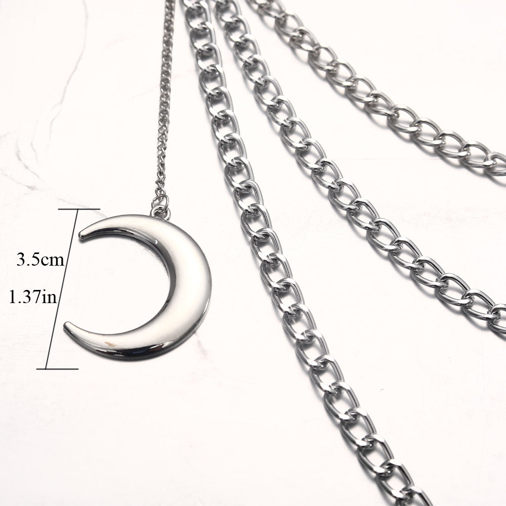 Moon Pendant Chain Punk Keychain for Men Women
