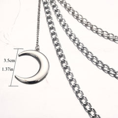 Moon Pendant Chain Punk Keychain for Men Women