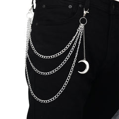 Moon Pendant Chain Punk Keychain for Men Women