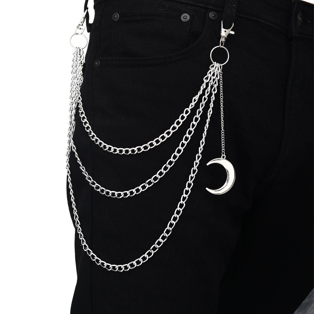 Moon Pendant Chain Punk Keychain for Men Women