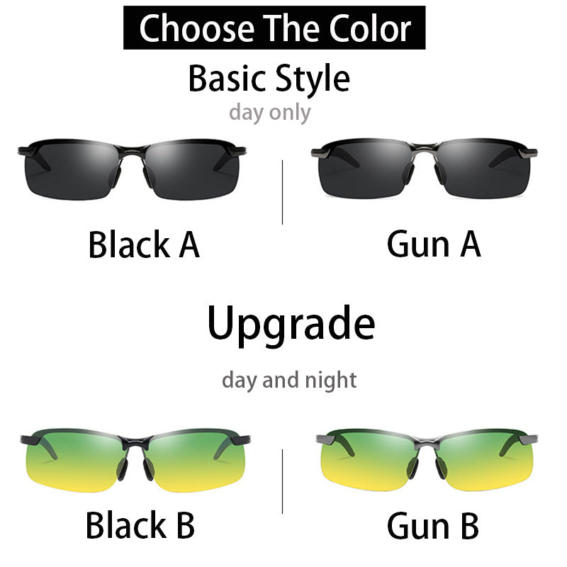 Men's Semi Rimless Metal Frame Polarized Sunglasses