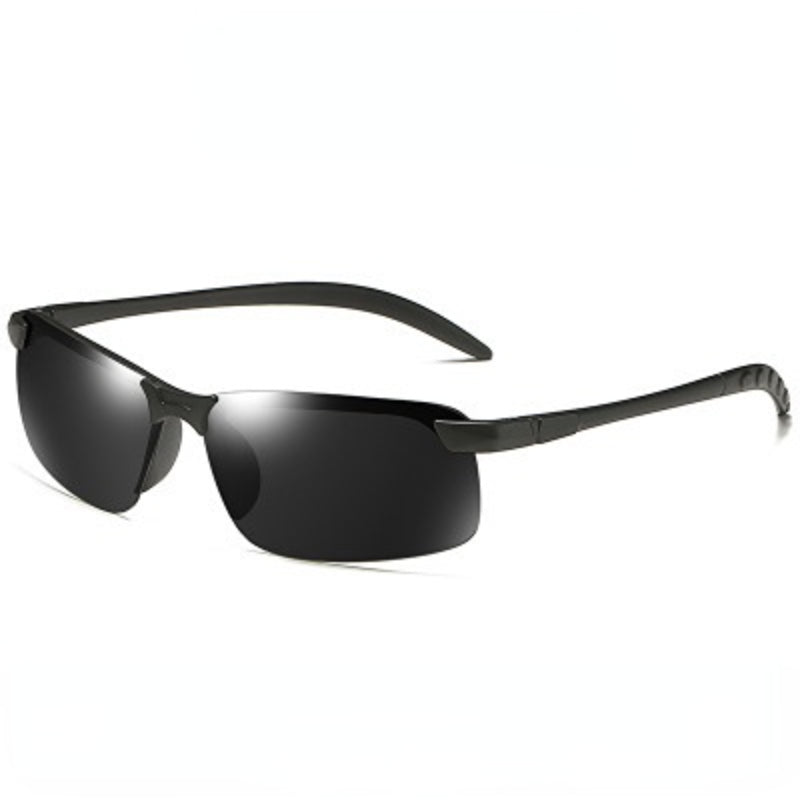 Men's Semi Rimless Metal Frame Polarized Sunglasses