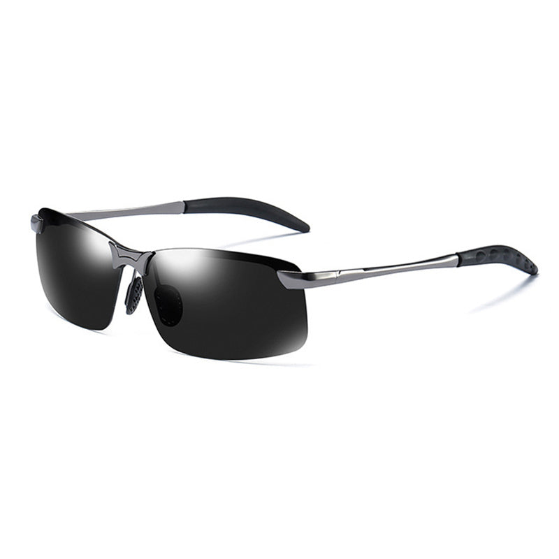 Men's Semi Rimless Metal Frame Polarized Sunglasses