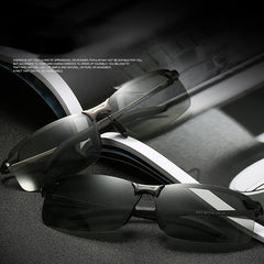 Men's Semi Rimless Metal Frame Polarized Sunglasses