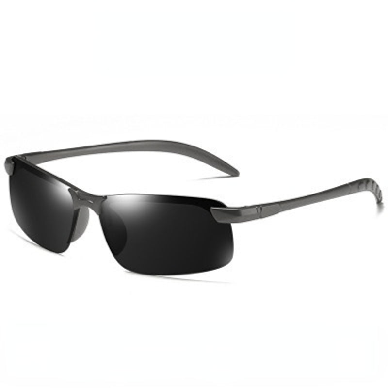 Men's Semi Rimless Metal Frame Polarized Sunglasses