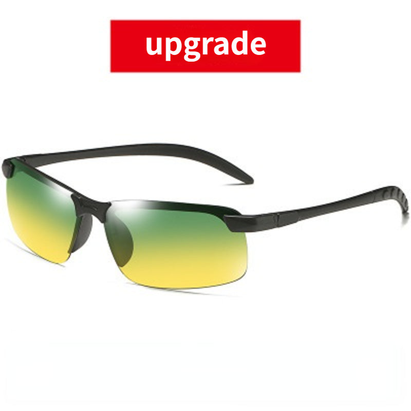 Men's Semi Rimless Metal Frame Polarized Sunglasses