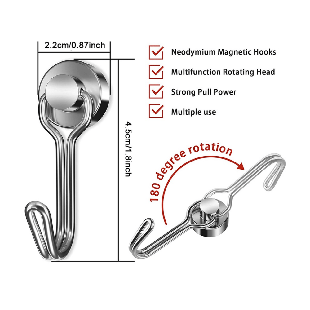 Heavy Duty Magnetic Hook 360 Rotatable Strong Neodymium Magnet Hook