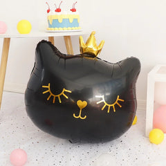 2pcs Large Crown Cat Head Aluminum Film Balloon Pink Birthday Party Ballon